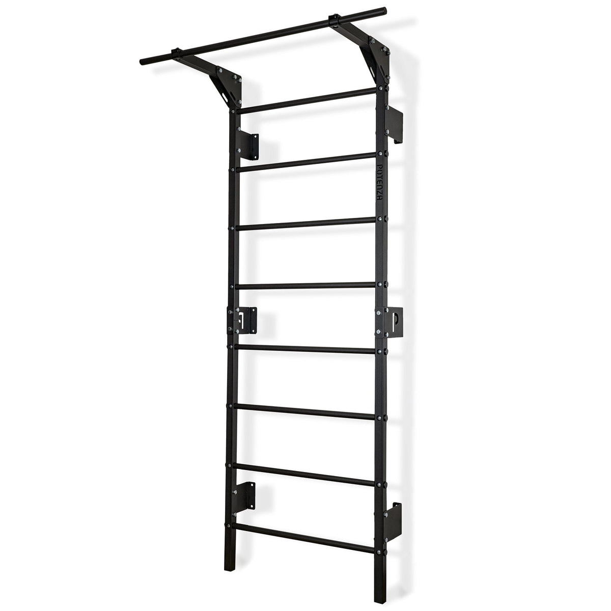 Espalier suédois noir avec barre de traction, 230 cm, acier
