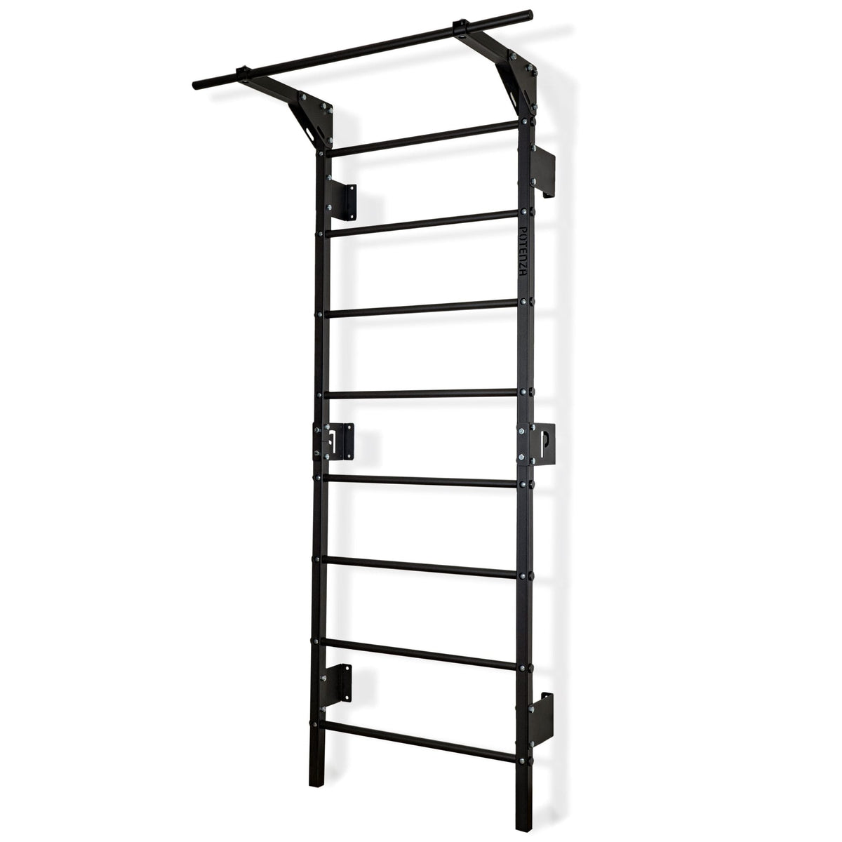 Espalier suédois étroit noir avec barre de traction, 230 x 66 cm
