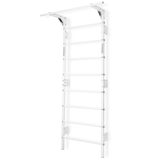 Espalier suédois étroit blanc avec barre de traction, 230 x 66 cm