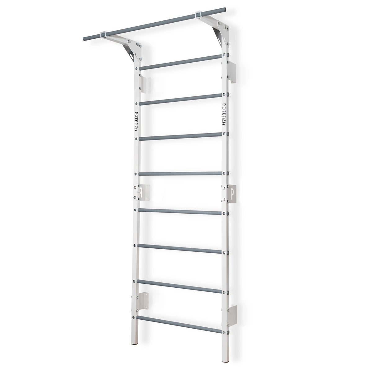 Espalier suédois blanc et gris avec barre de traction, 230 cm