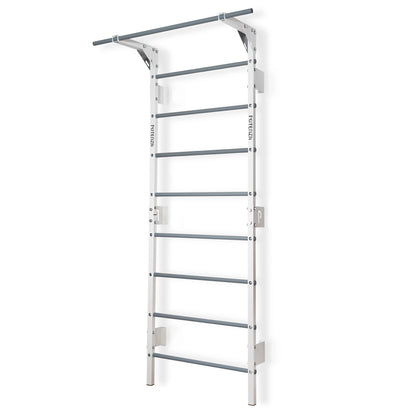 Espalier suédois blanc et gris avec barre de traction, 230 cm