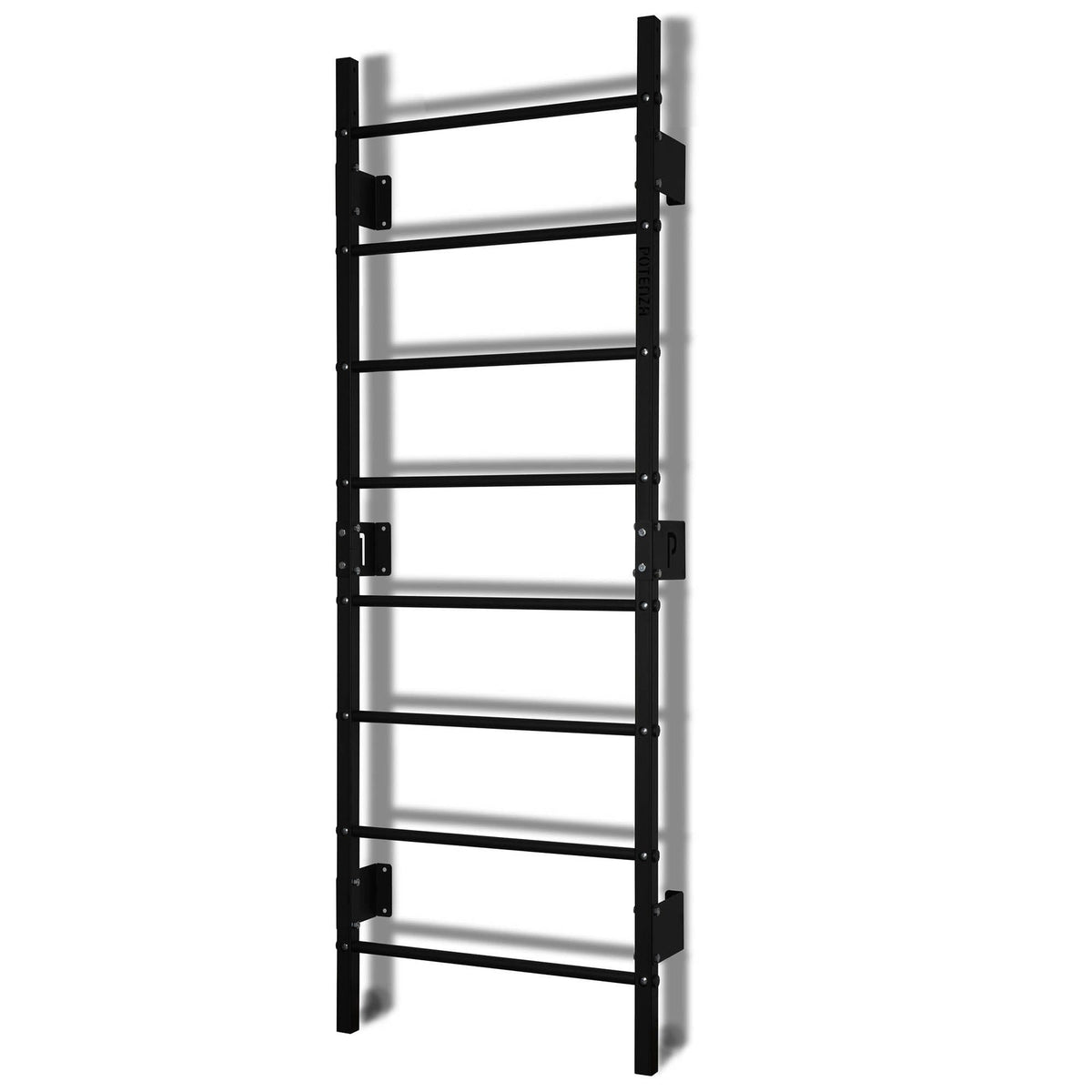 Espalier suédois mural noir 230 cm en acier, 14 barreaux