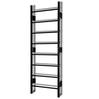 Espalier suédois mural noir 230 cm en acier, 14 barreaux