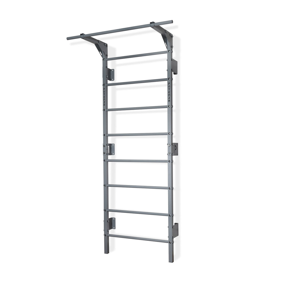 Espalier suédois étroit gris avec barre de traction, 230 x 66 cm
