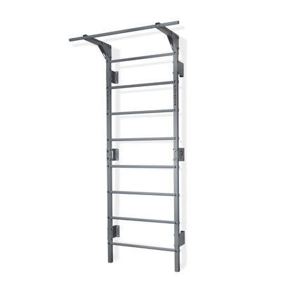 Espalier suédois étroit gris avec barre de traction, 230 x 66 cm