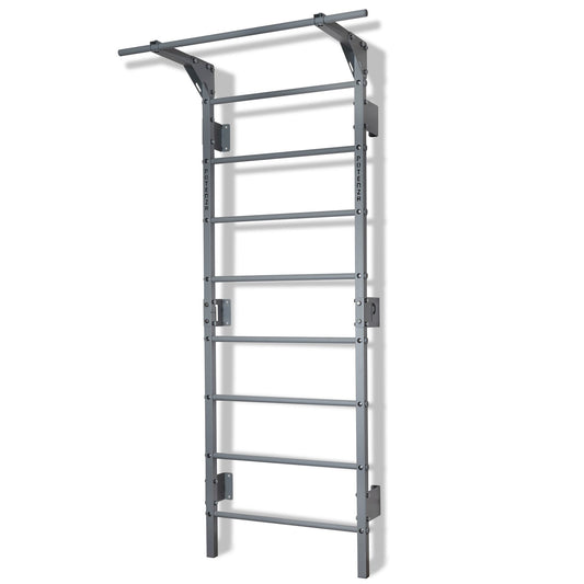 Espalier suédois gris avec barre de traction, 230 cm, acier
